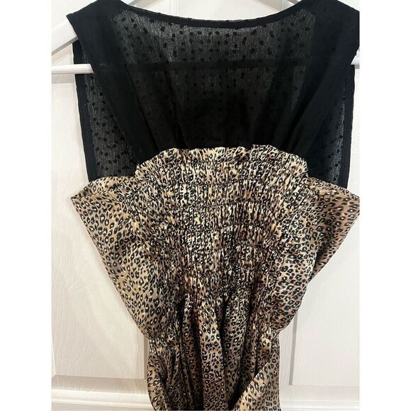 Alice Handmade In London Leopard Satin & Black Swiss Dot Tie Back Dress sz S EUC - Picture 6 of 9